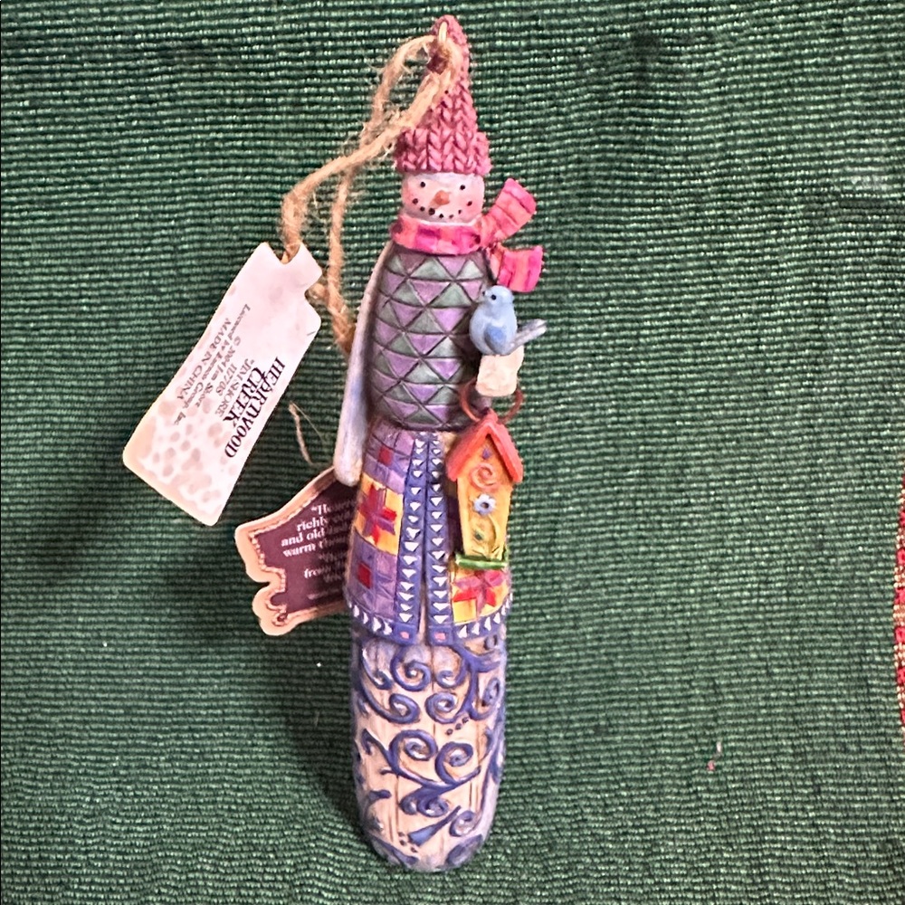 Vtg Jim Shore Snowman Bird House  Ornament 117708 Heartwood Creek Enesco 2004